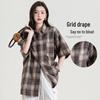 Baleno Women's Plaid Color-block Short Sleeve Shirt