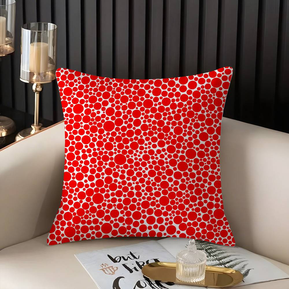 Yayoi Kusama Abstract Art Pumpkin Pillow Case Home Dorm Chair Back Short Plush Double-sided Printing Nap Time Cushion Cover