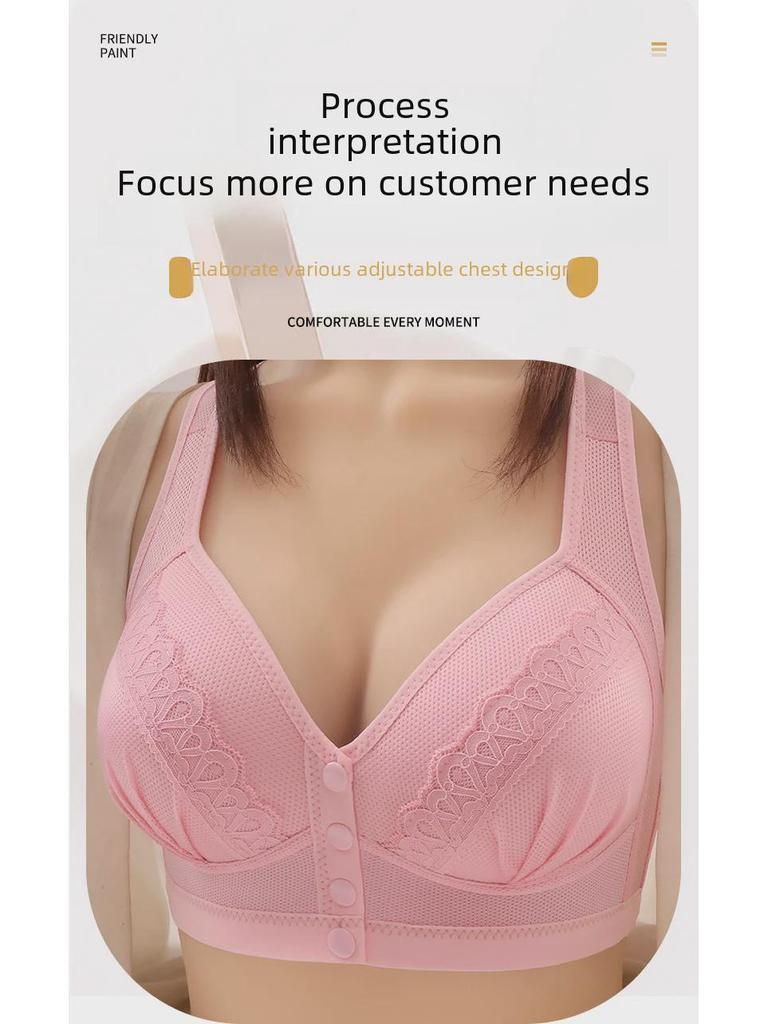 New Style Front-Buckle Vest Bra: Larger, Longer Cups & No Steel Ring for Middle-Aged & Elderly