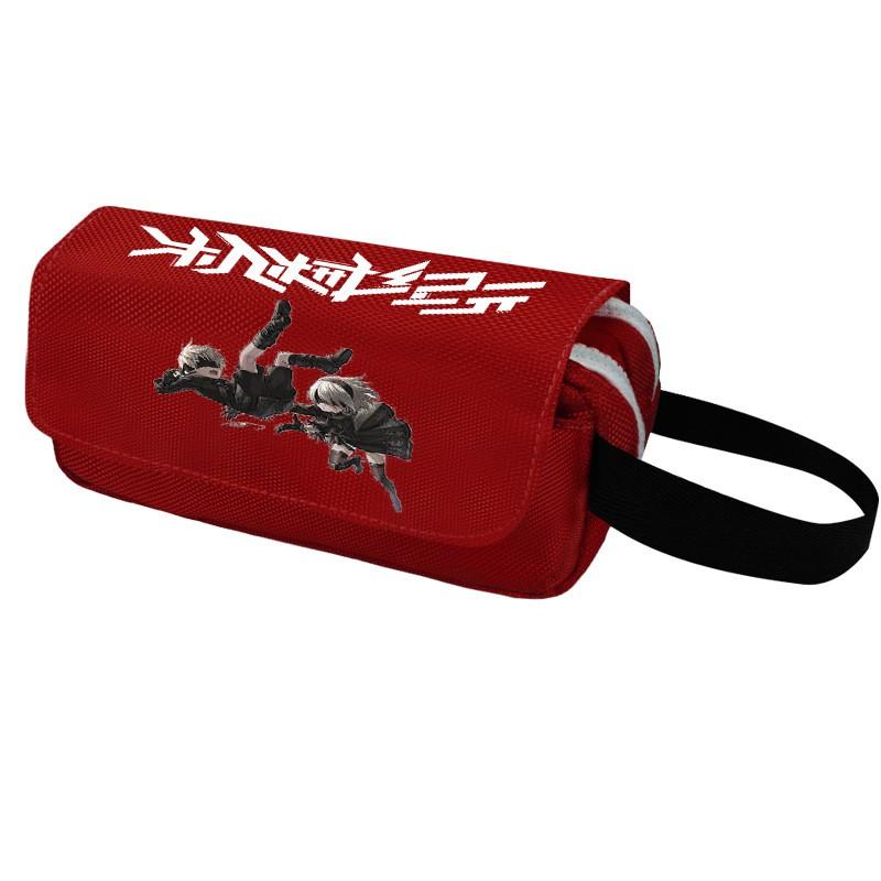 2B Anime Pencil Case Double Zipper Canvas Stationery Organizer Students School Supplies