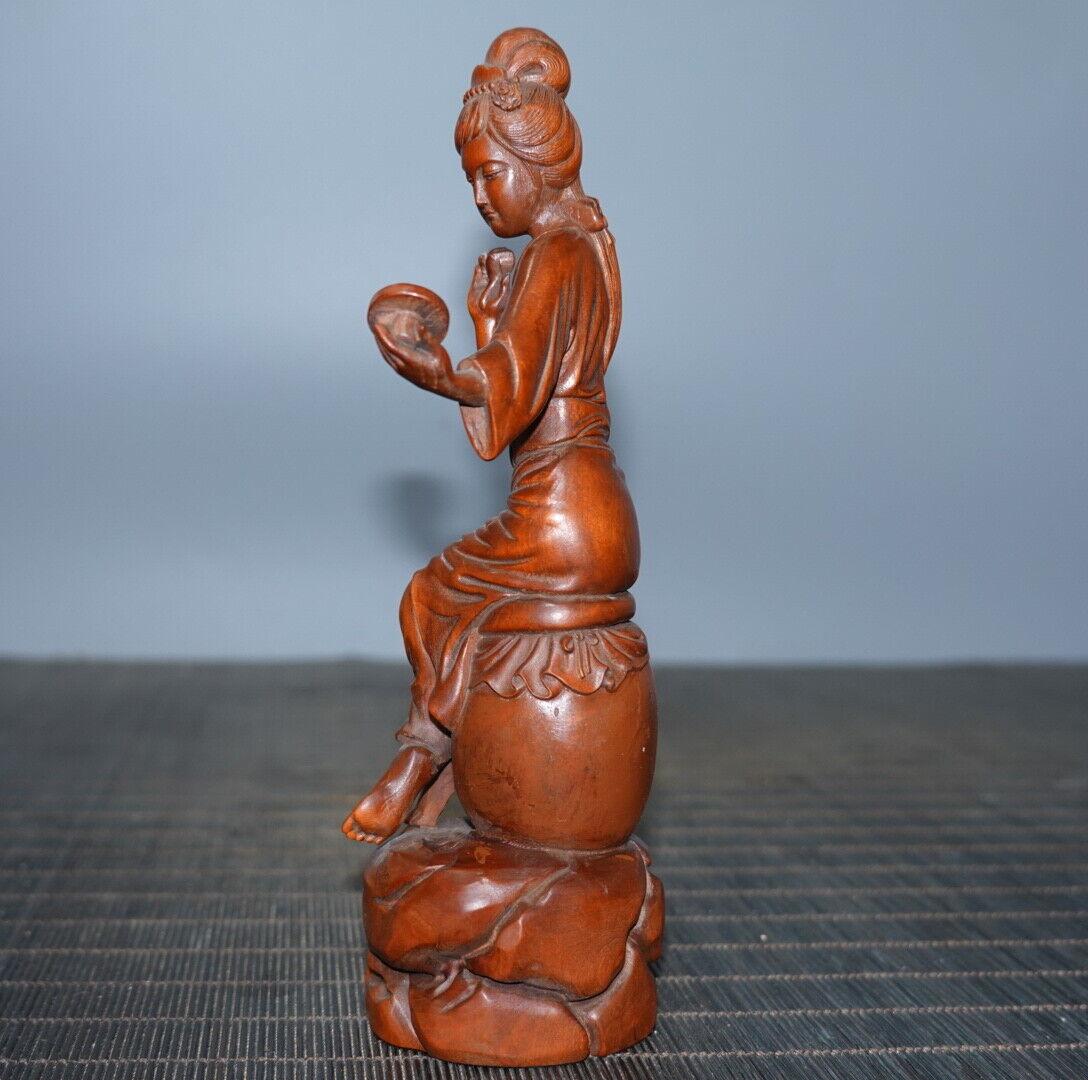 

Китай Натуральный Самшит Резной Статуэтка Красивой Женщины Деревянный Домашний Декор Скульптура CHINA