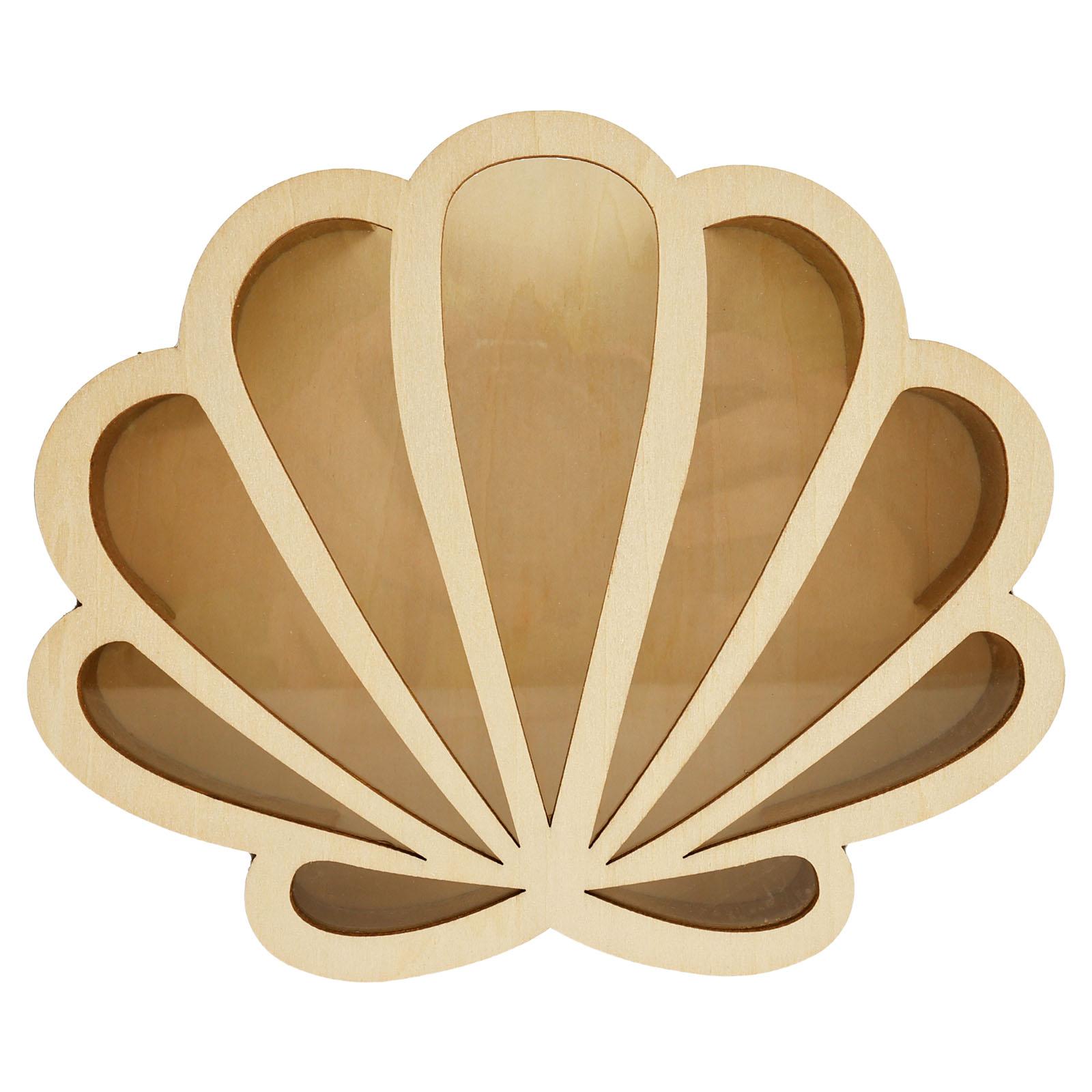 

Wooden Starfish Display Box Acrylic Visible Window Shell Shaped Conch Storage Box Present for Sea Themed Item Collector