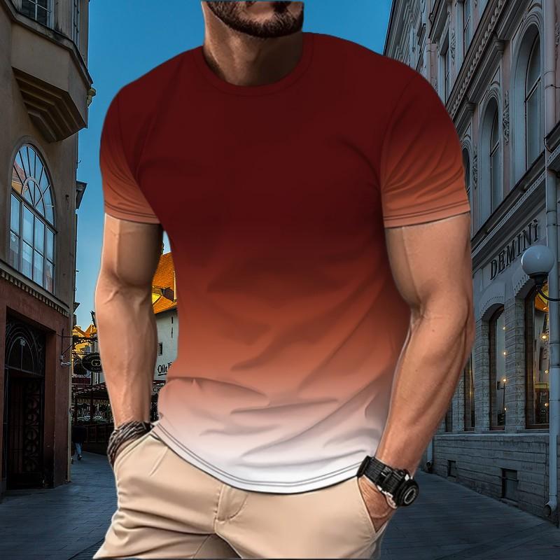 Letní pánské tričko s barevným písmem a 3D potiskem s krátkým rukávem, s límečkem, s límečkem Venkovní aktivity pro volný čas, rychleschnoucí top