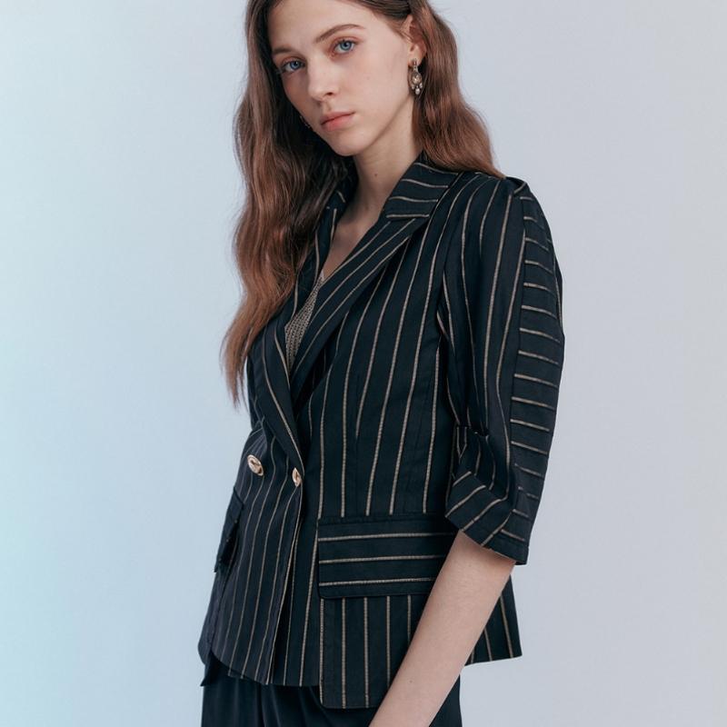 Maxza Stripe Volume Sleeve Tailored Jacket Cc08qj306on