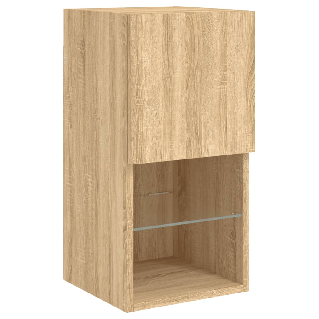 6 Piece Living Room Wall Unit with LED Lighting Sonoma Oak Wood Material