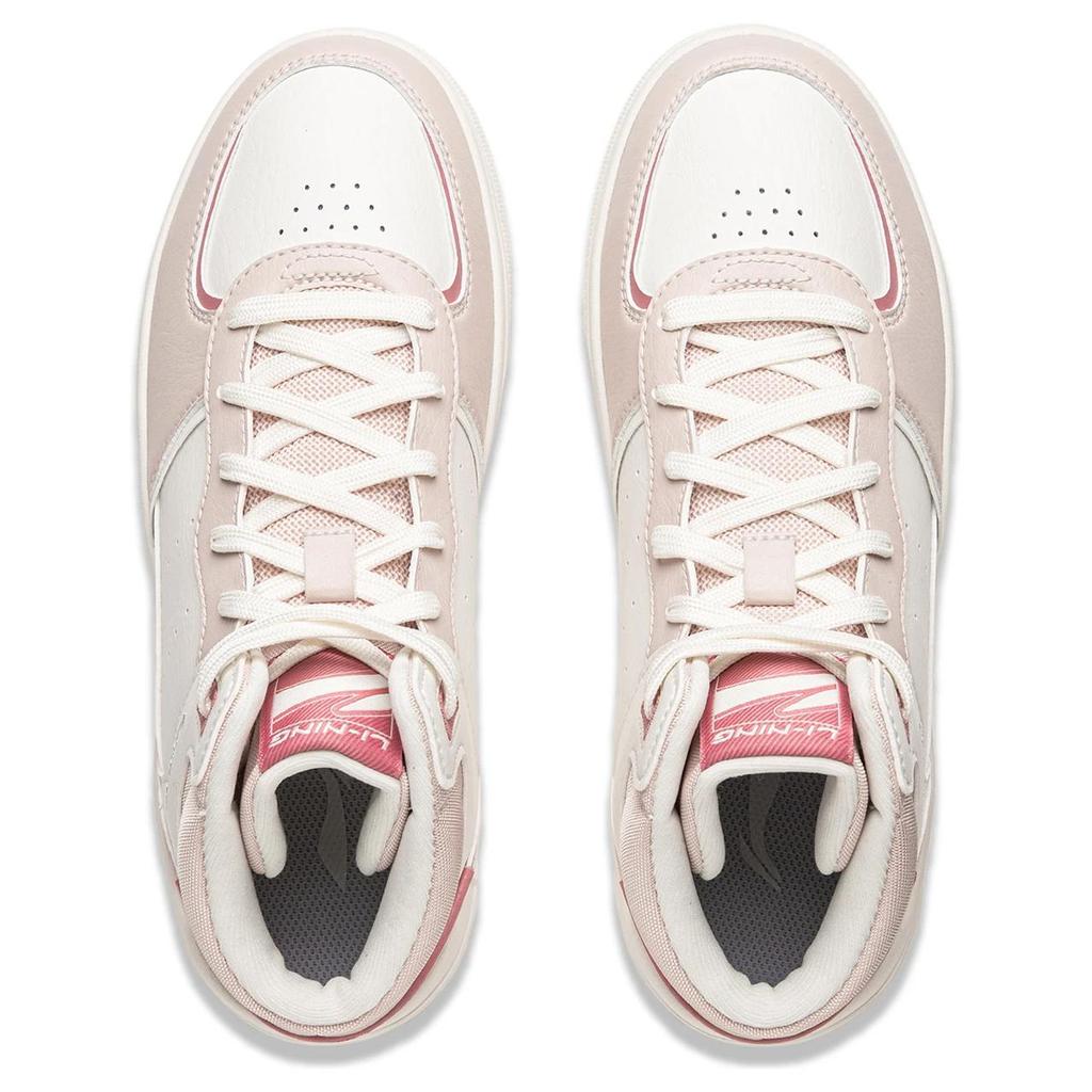 Li Ning Qiong Yun Hi Minimalist Versatile Fashion Patchwork Upper Thick Sole Rebound Non-Slip Wear-Resistant Breathable High-Top Skate Shoes AGCU550-4