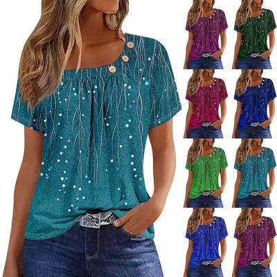 Summer Tops For Women Print For Women O-Collar Short Sleeve Comfy Womens Tops Tshirtss