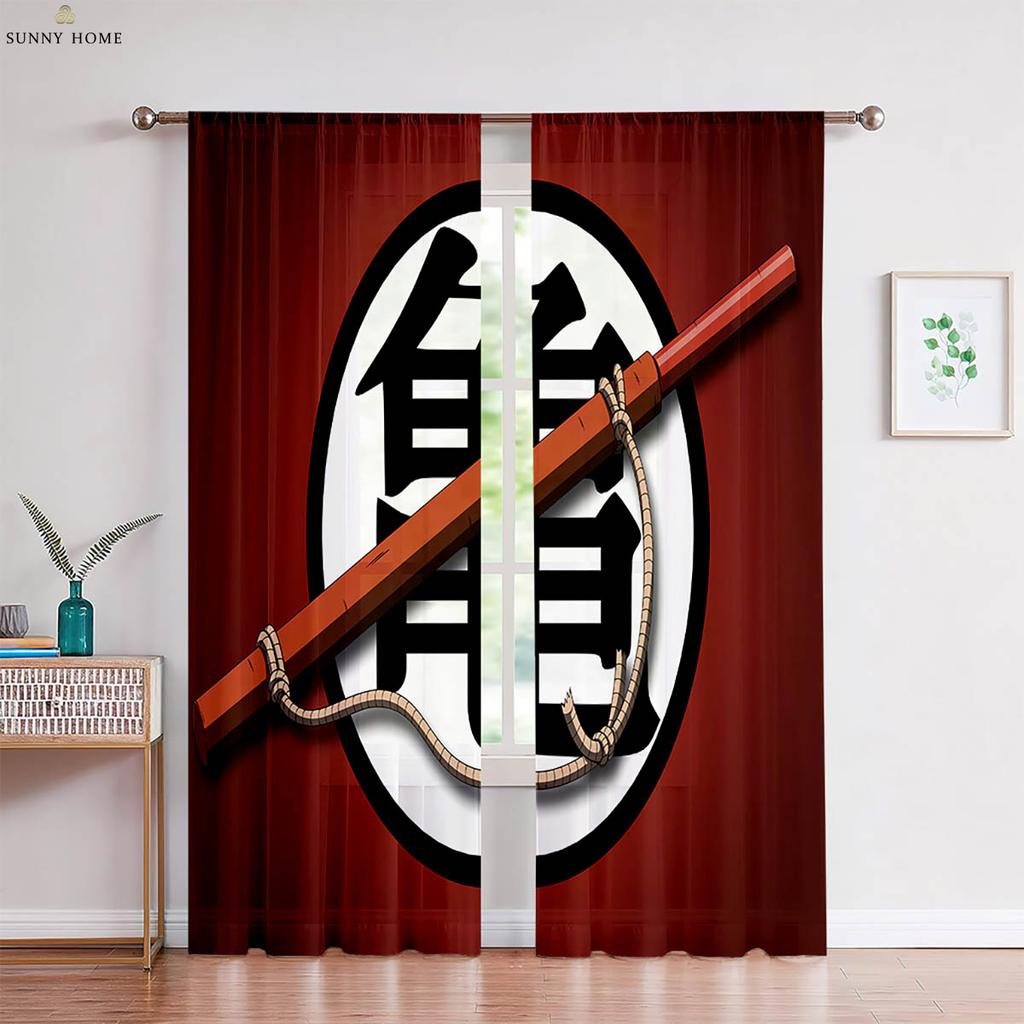 2 Pcs Of Hot-Blooded Anime Japanese-Style Printed Curtains For Children's Rooms, Dormitories, Living Rooms, Decorative Curtains