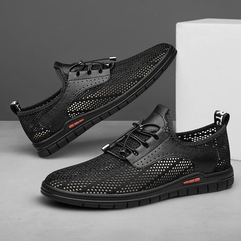 Breathable Casual Mens Summer Shoes Business Mesh Dress Shoes Hollow Out Men Sneakers Soft Hot Sale Cool Casual Flats Moccasins