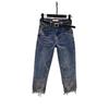 Women's 2025 Summer Slimming High-Waisted Rhinestone Denim Jeans – Petite, Versatile Cropped Style