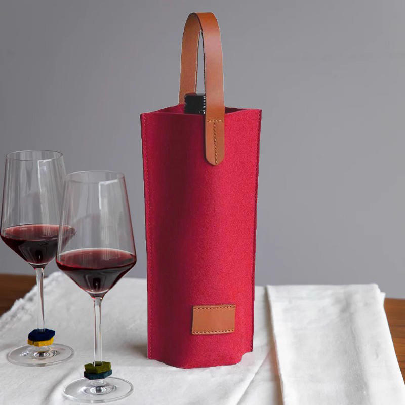 Weintasche Filz Einzelflasche Isolierte Tragetasche Flasche Weinträger Tasche Gepolsterte Weinkühltasche Geschenk für Weinliebhaber oder Hochzeit Weihnachten
