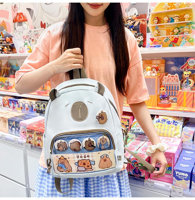 High-Capacity Capybara Backpack - Japanese Cartoon Schoolbag for Students and Travel