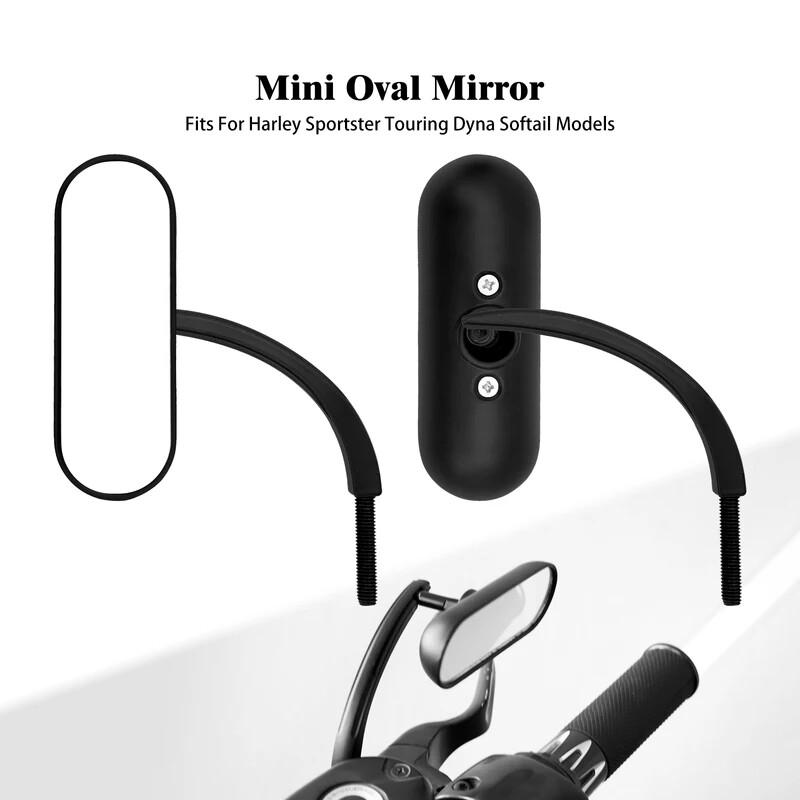 Motorcycle Mini Oval Side Mirrors Fit For Harley Street Glide Softail Road King.