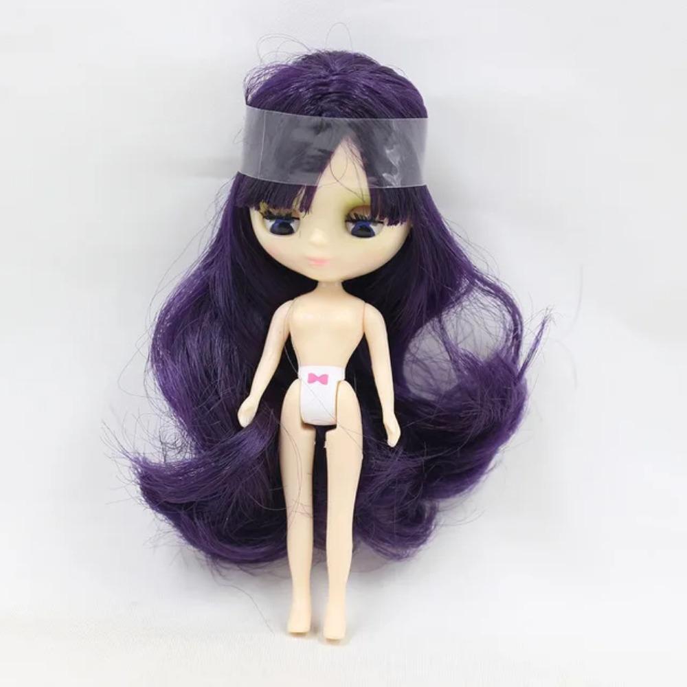 Mini Blyth with bangs nude doll 10CM different hair color with random dress cloes eyes normal body DIY fashion toys