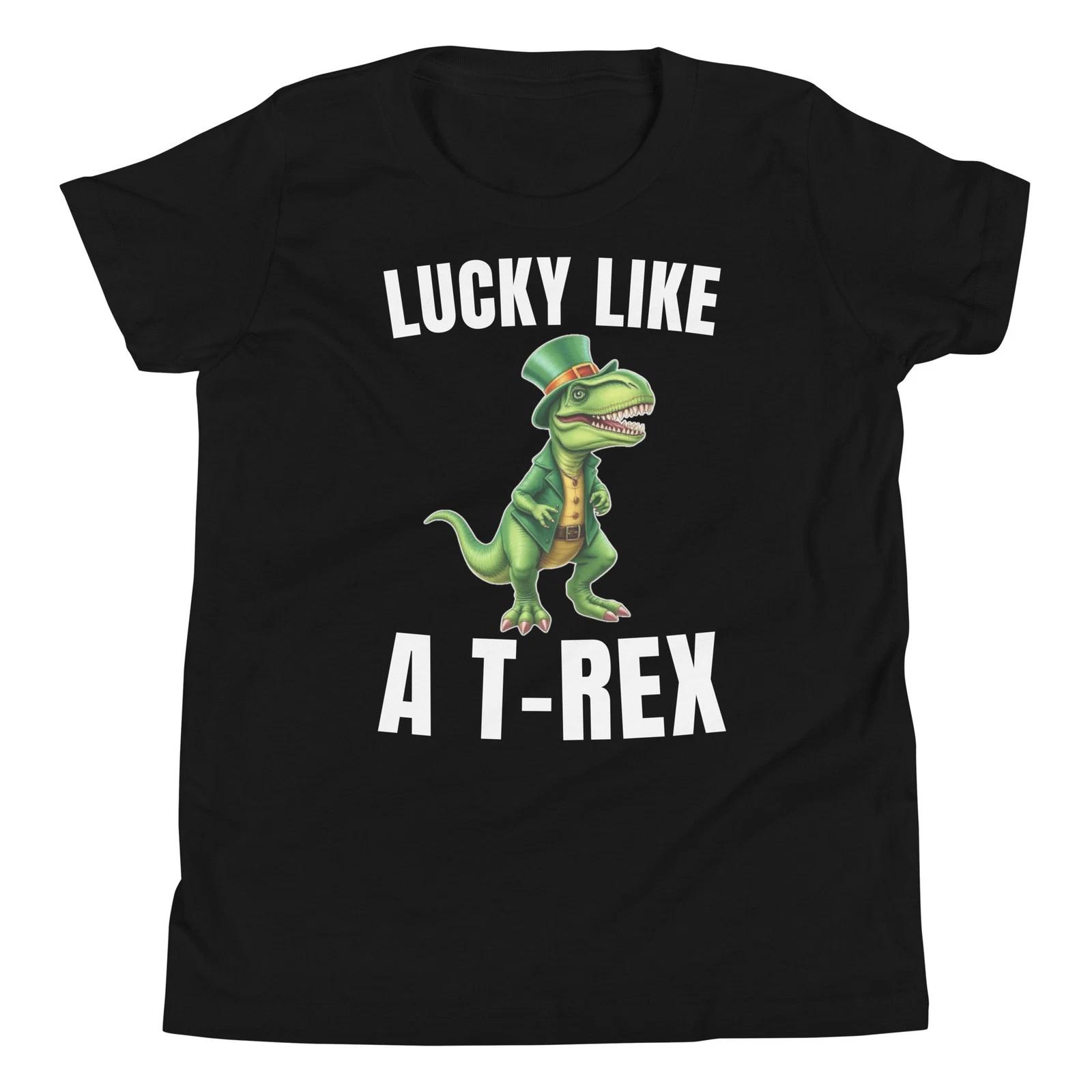 A Happy Lucky T-rex Funny St. Patricks Day Tyrannosaurus Youth T-Shirt 160