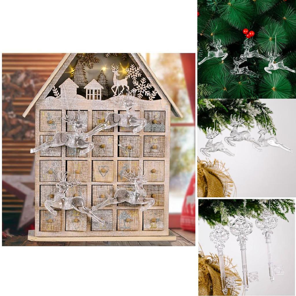 Elegant Transparent Snowflake Christmas Tree Ornaments Creative Reindeer Hanging Decorations