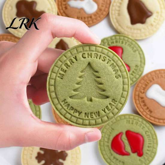 Reusable Food Safe Cutters 9 Pcs Christmas Cookie Cutter with Stamps Set, 3D Pressable Biscuit Plunger Mold, Easy Release Molds Gingerbread