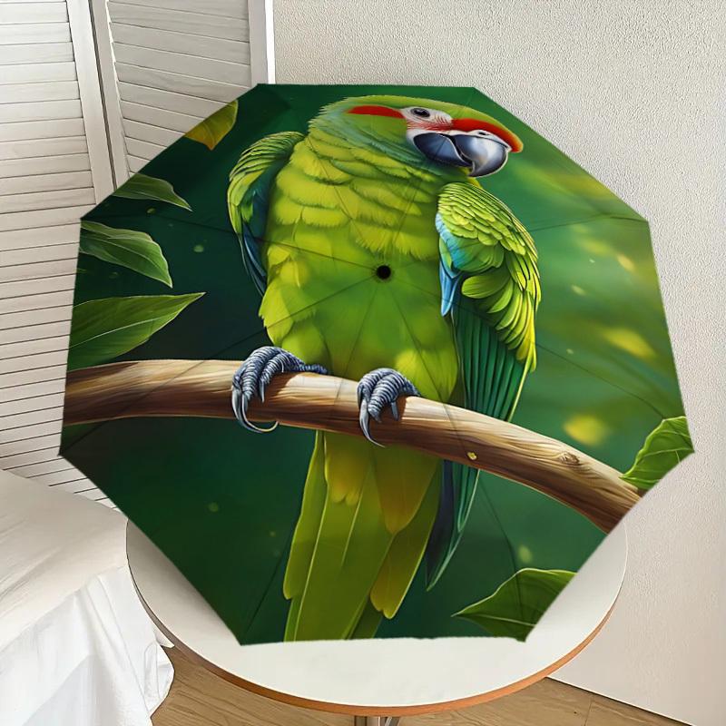 1PC Parrot, Branch Automatic Open/Close Umbrella Compact Folding Umbrella with 8-Rib Shaft Lightweight Esign, Highquality Fabric1176A