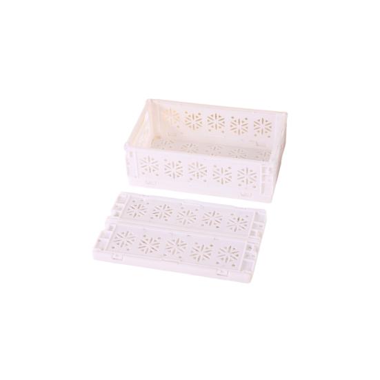 Storage Basket Foldable with Handle Ventilated Hollow Design Organizer Portable Stackable Large Opening Organizer for Home Bathroom Kitchen