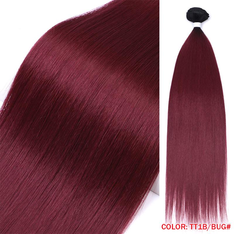 Heat Resistant Premium Organic Bio Protein Fiber Ombre Blonde Weave Bone Straight Hair Bundles Weft Synthetic Hair Extensions
