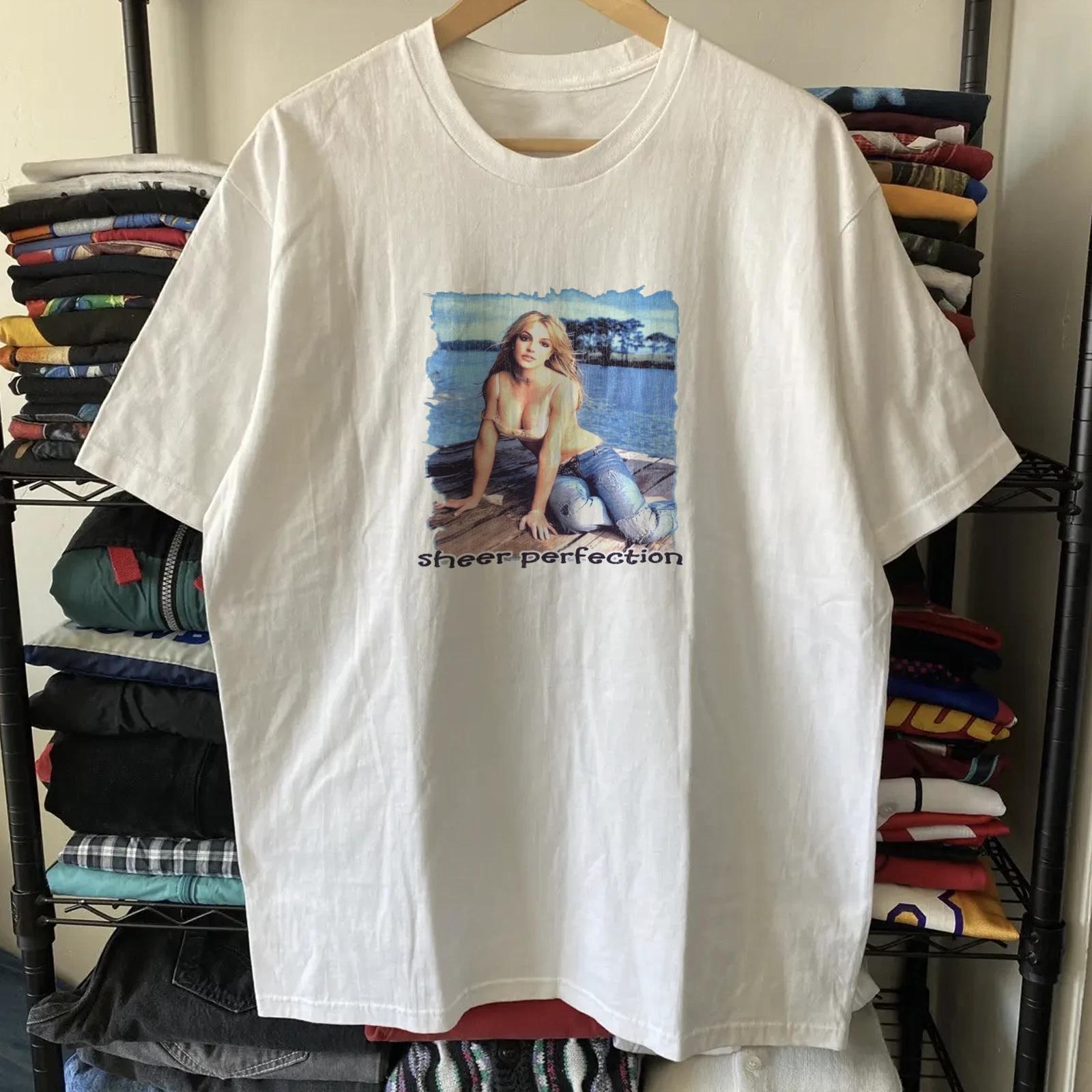 Y2K Britney Spears Washed T-Shirt White L 4XL