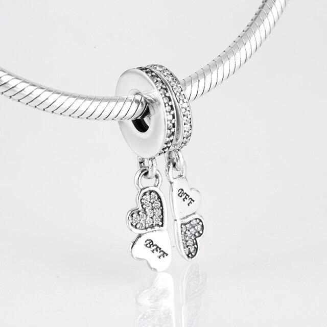 925 Sterling Silver Bead Openwork Sweet Hearts Crown Charms Beads Fit Jiuhao Bracelets Bangles Diy Womens Jewelry