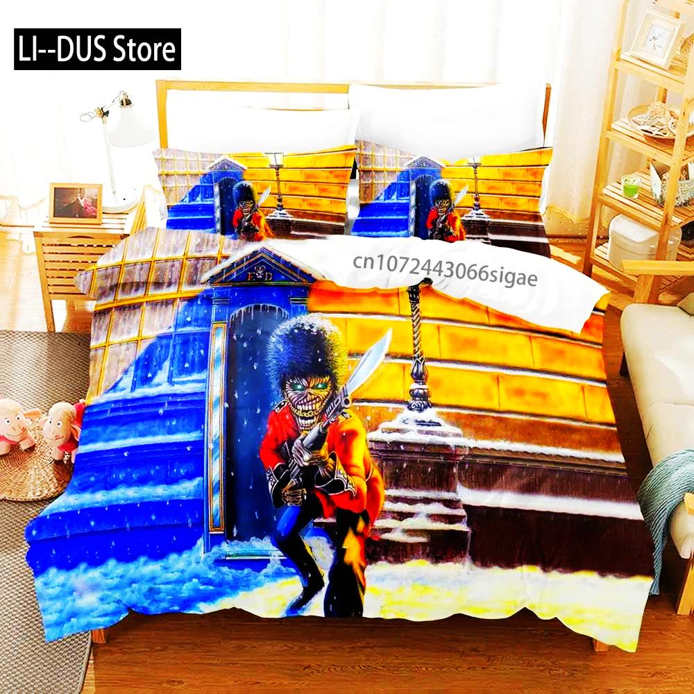 Hip Hop Heavy Metal Maiden 3-piece Cartoon Anime Duvet Cover Sets For Adult Boy bedroom Luxury Printed Bedding Set