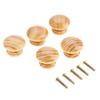 Set of 5 Wooden Handles, Knobs, Natural Wood, for Chests, Drawers, Furniture, Doors, Hardware, Shelves, with Screws, Wood Grain