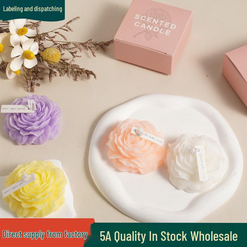 Peony Scented Candle – Handmade Valentine's Day Creative Ornament with Simulated Flower Bouquet