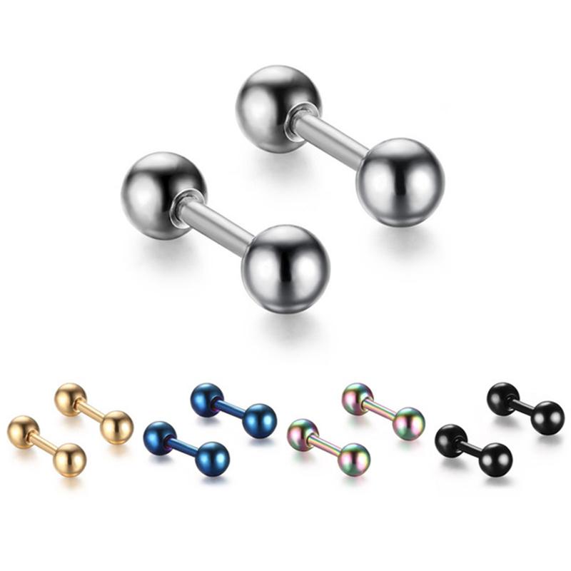 Fashion Beanty Small Earrings Ear Bone Stud Earring Medical Piercing Unisex Nail Lip Small Ball 1Pair Body Jewelry Titanium Steel Screws