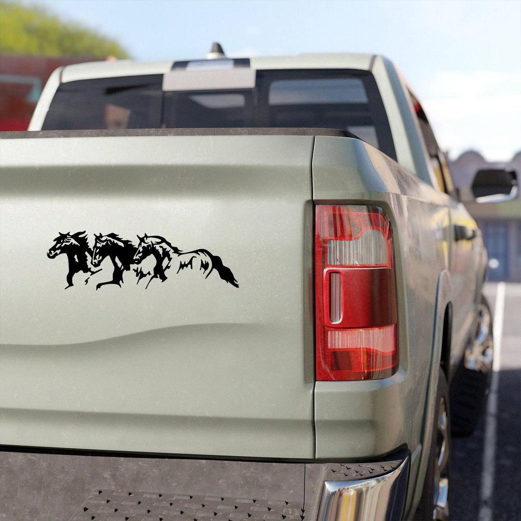 Running Horse Car Decal Galloping Horses Car Stickers Adhesive Vehicle Decoration 3- Horse Car Body Window Decorations