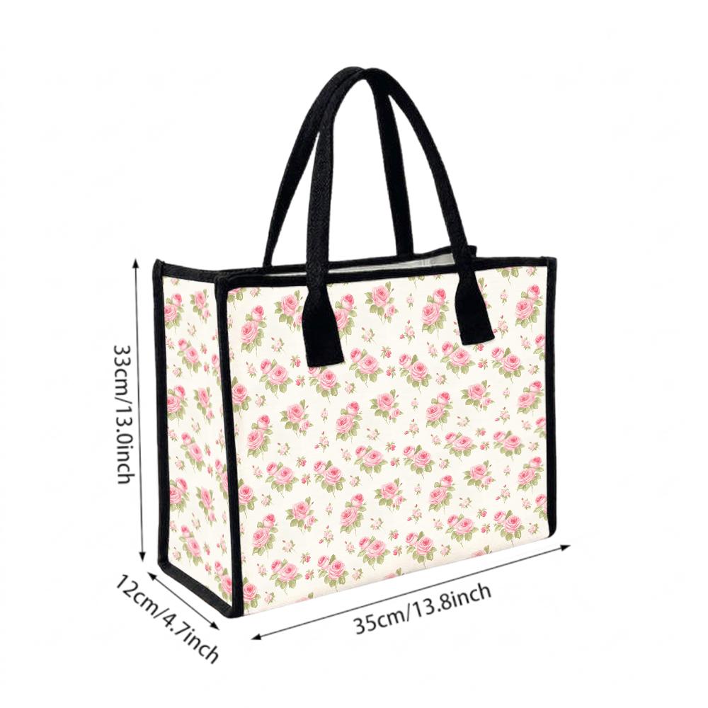 Floral Print Tote Bag Casual Fashion Large Capacity Daily Carry Handbag for Women