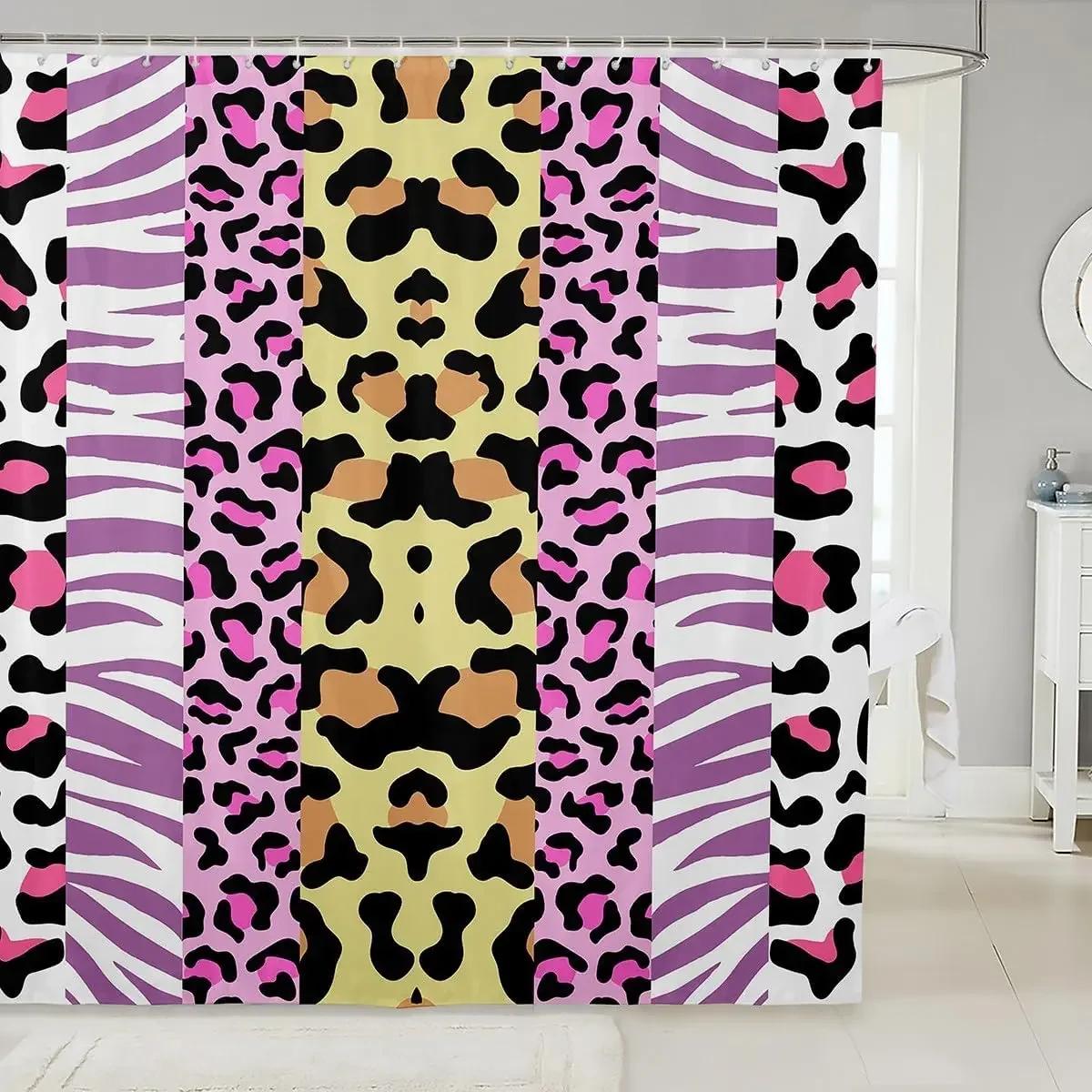 

Pink Bow Glitter Shower Curtain Abstract Leopard Girl Bow Glitter Bathroom Bathtub Curtain A Variety Of Optional W60H190(CM)-1 Pcs