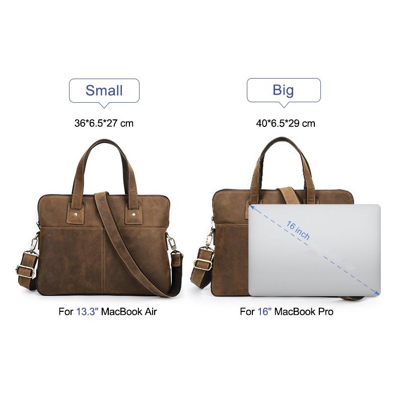 CONTACT'S Genuine Leather Laptop Bags for Men Business Messenger Shoulder Bags for 13.3/15.4/16 Inch Laptop Male Computer Tote Bags