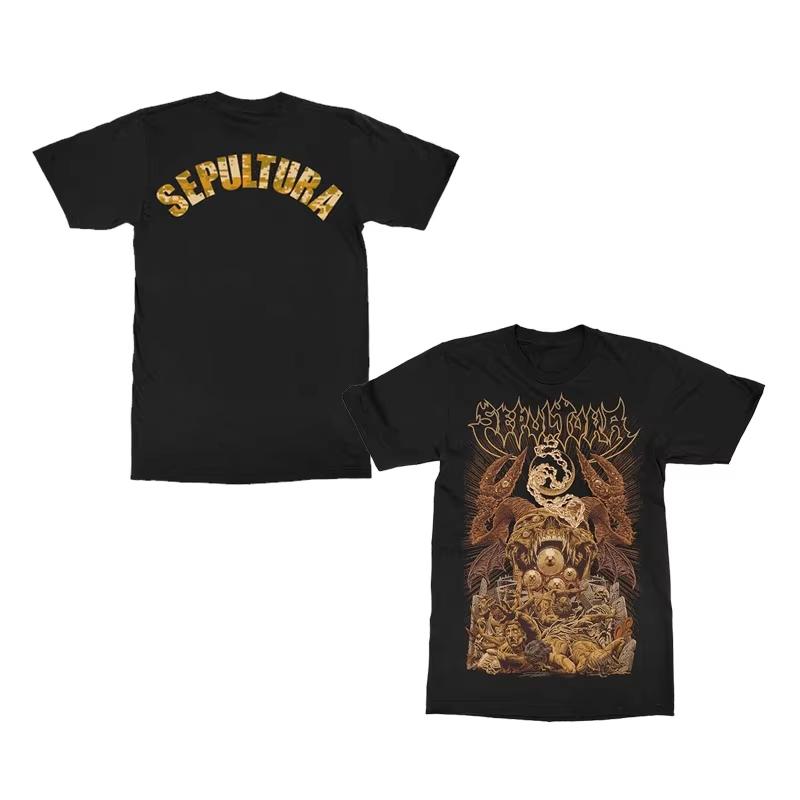 2026 Summer Fashion Trendy Tee Men Women Vintage Top Simple Retro SEPULTRA Band Dark Metal T-Shirt Cotton Graphic Tee Hip Hop Streetwear Oversized Top
