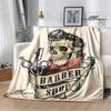 Barbershop retro print blanket children's warm flange blanket home travel blanket bed linings Picnic blanket birthday gift