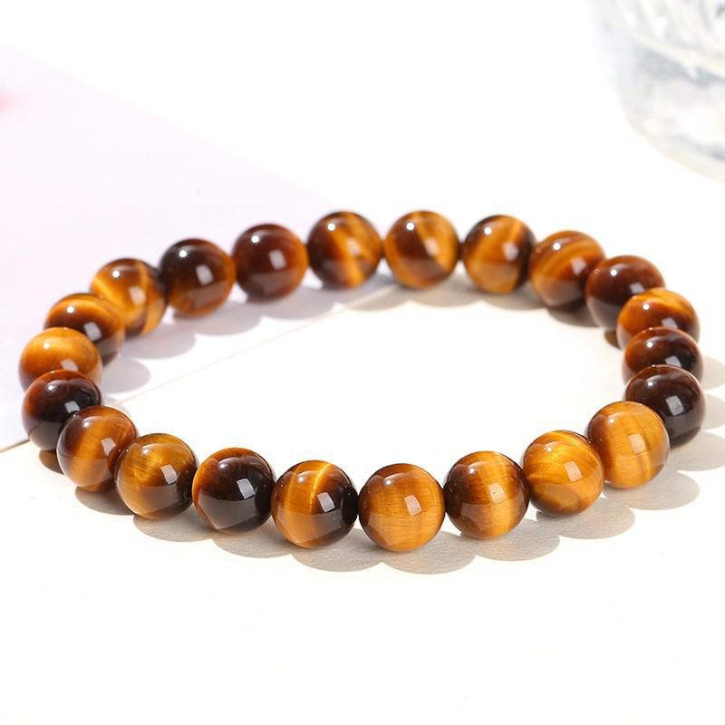 Jingdong Jewelry Unisex Round Bead Bracelet: 7A Lightning Yellow Tiger Eye Stone