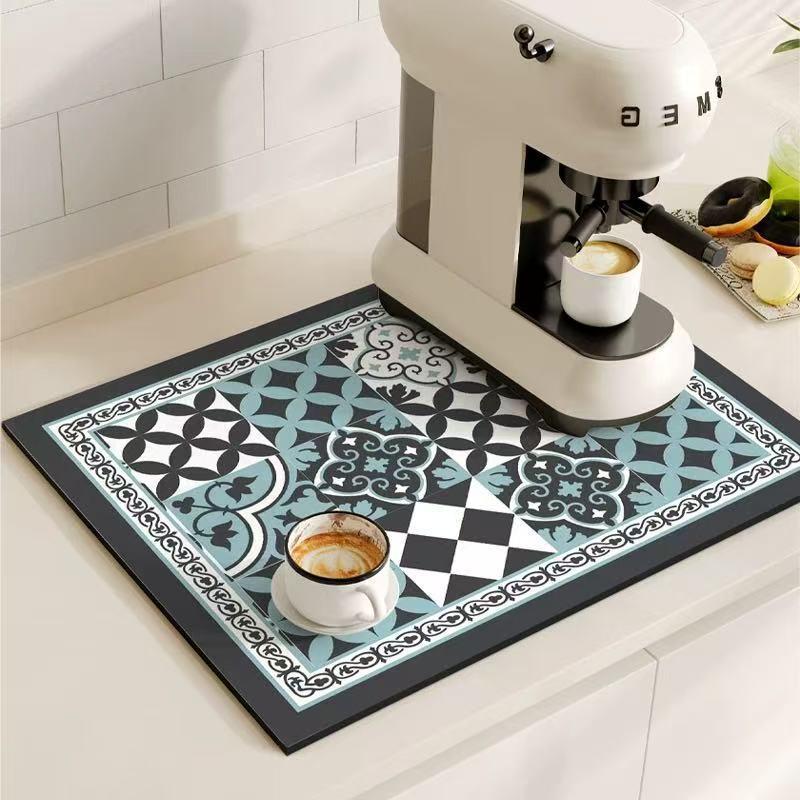 Retro Floral Anti-scalding Water-absorbing Coaster: Non-slip, Dirt-resistant, Easy-to-Clean Diatomaceous Earth Coffee Mat