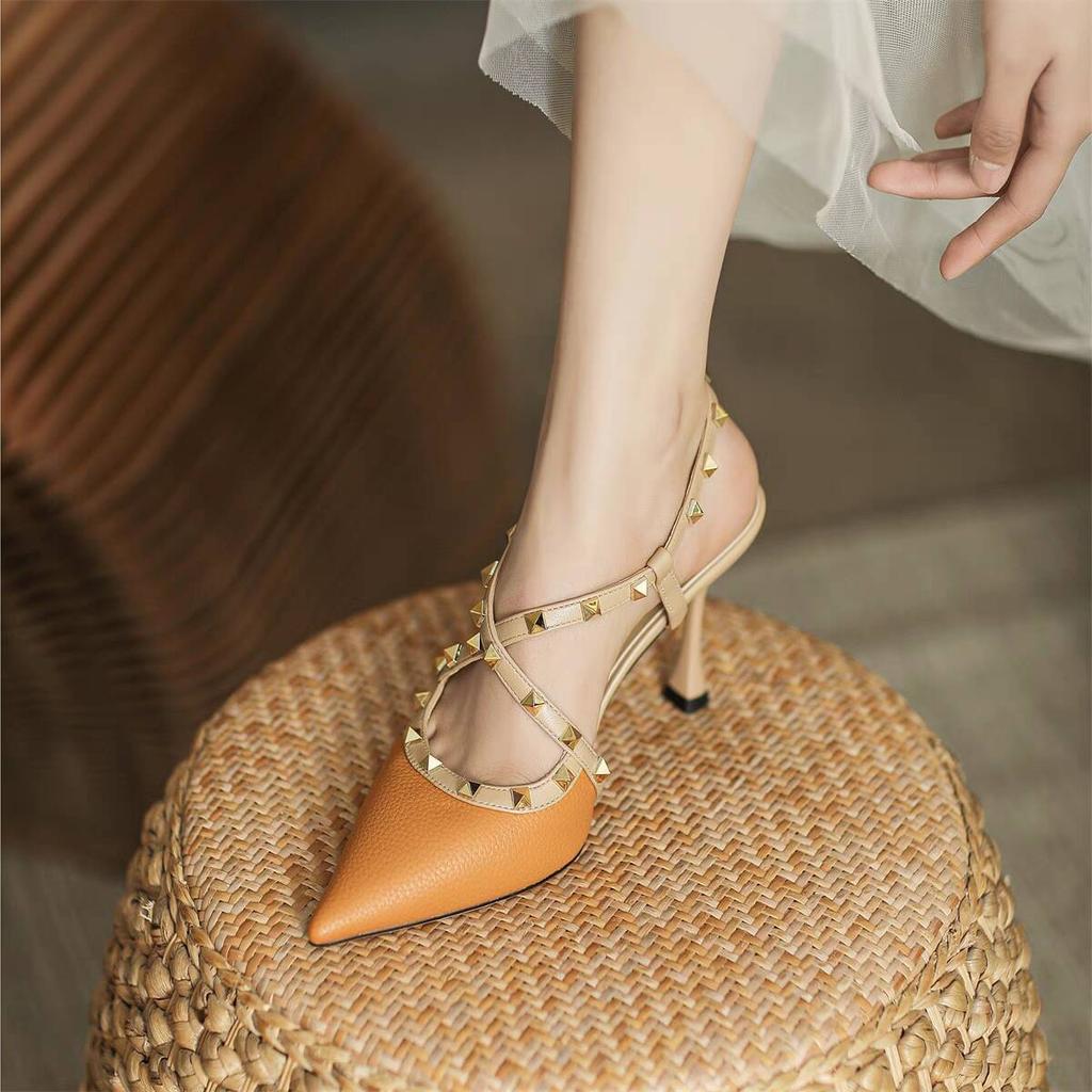 Fashion Autumn Women's Shoes Fashion Women's Pumps Pointed Toe High Heels Shallow Rivet Women's Sandals Shoes for Women Zapatos Mujer