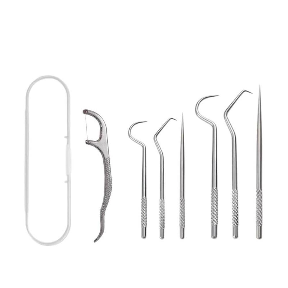 3/7pcs Reusable Toothpicks Pocket Set Stainless Steel Portable Teeth Cleaner  for Tooth Oral Clean