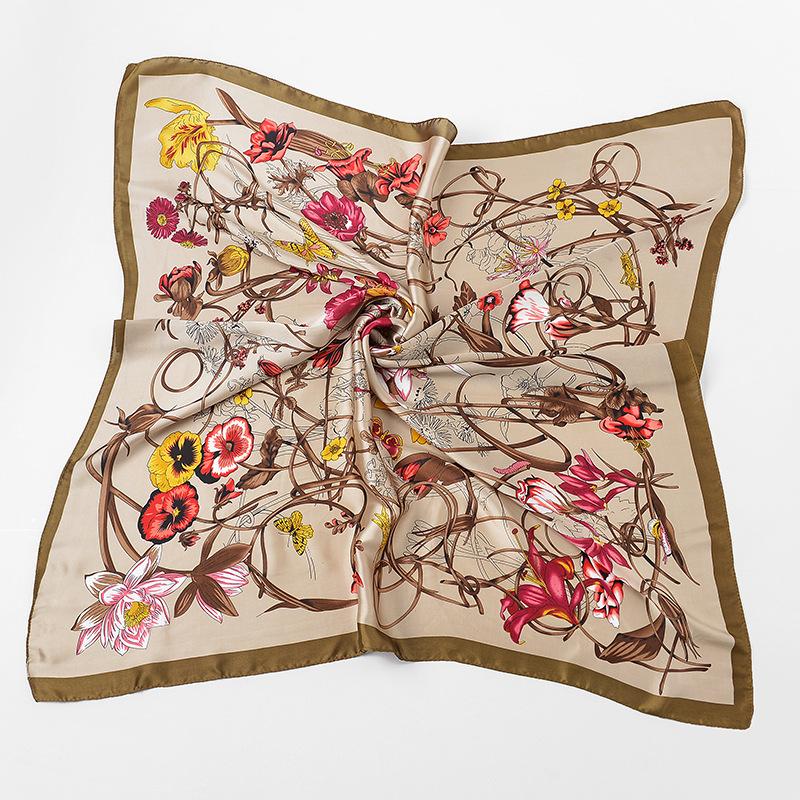 90x90cm Fashion Handkerchief Scarf For Women Small Shawl Silk Satin Hair Scarfs Female Square Headband Bandana Head Scarves