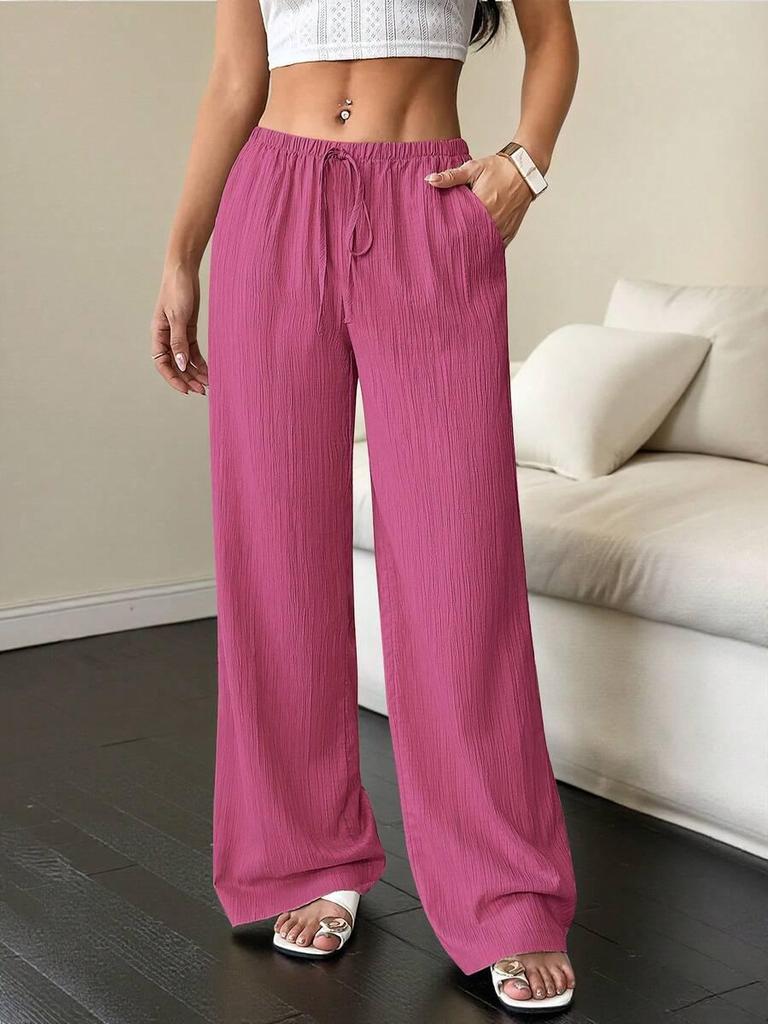2025 Autumn European & American Style Women's Solid Color Straight-Leg Casual Pants