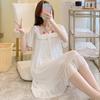 Summer Loose And Sweet Princess Style Solid Color Medium And Long Mesh Nightdress Pajamas Loungewear