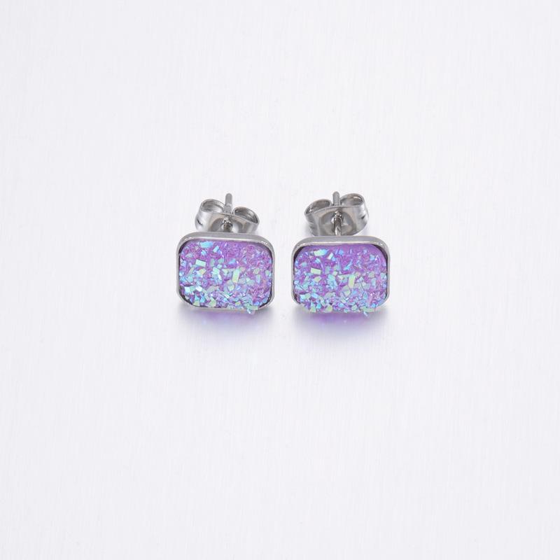 Women’s Crystal Cluster Rhinestone Stud Earrings - Square Concave-Convex Design, Star Style