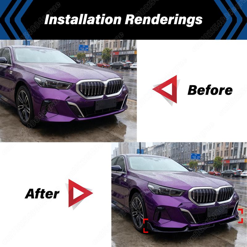 For BMW 5 Series G60 G61 i5 M60 2023 2024 M Performance Style 4PCS Front Lip Spoiler Car Exterior Upgrade Exterior Accessories