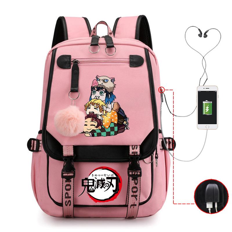 Ghost Annihilation Blade Grade 3-6 Junior High School Student High School Student School Bag Strap USB Multifunctional Backpack