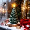 Snow Texture Candles Christmas Tree Candles, Flameless LED Flickering Wax with Remote Control, Led Flame Battery Operated Realistic Pine Decor