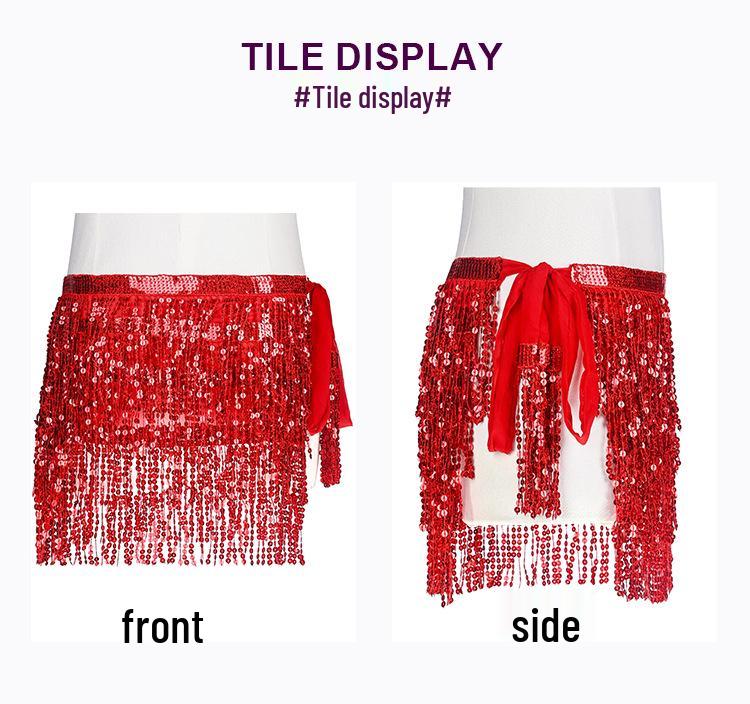 Bohemian Sequin Tassel Hip Scarf for Halloween Belly Dance Performance