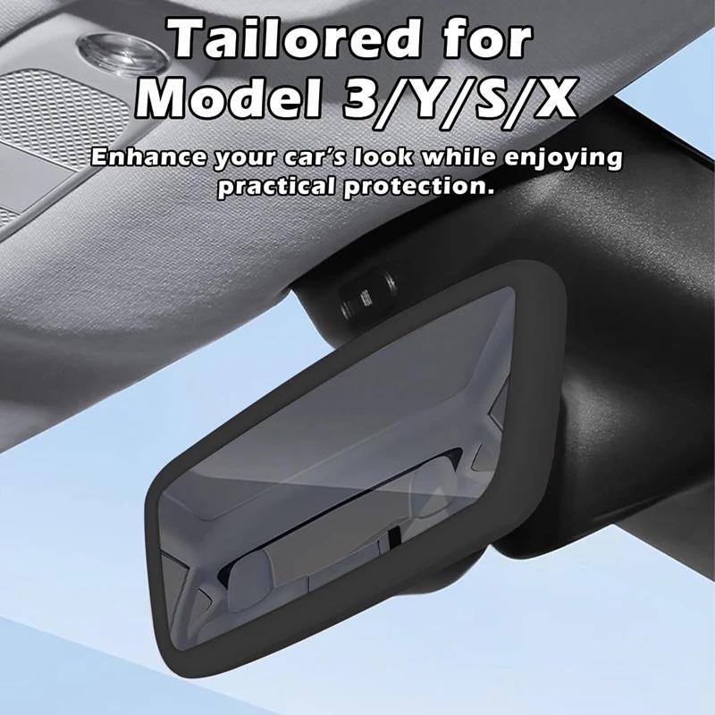 Silicone Rearview Mirror Protection Frame for Tesla Model Y Juniper Model 3 Highland 2025 Rearview Mirror Edge Protection Cover