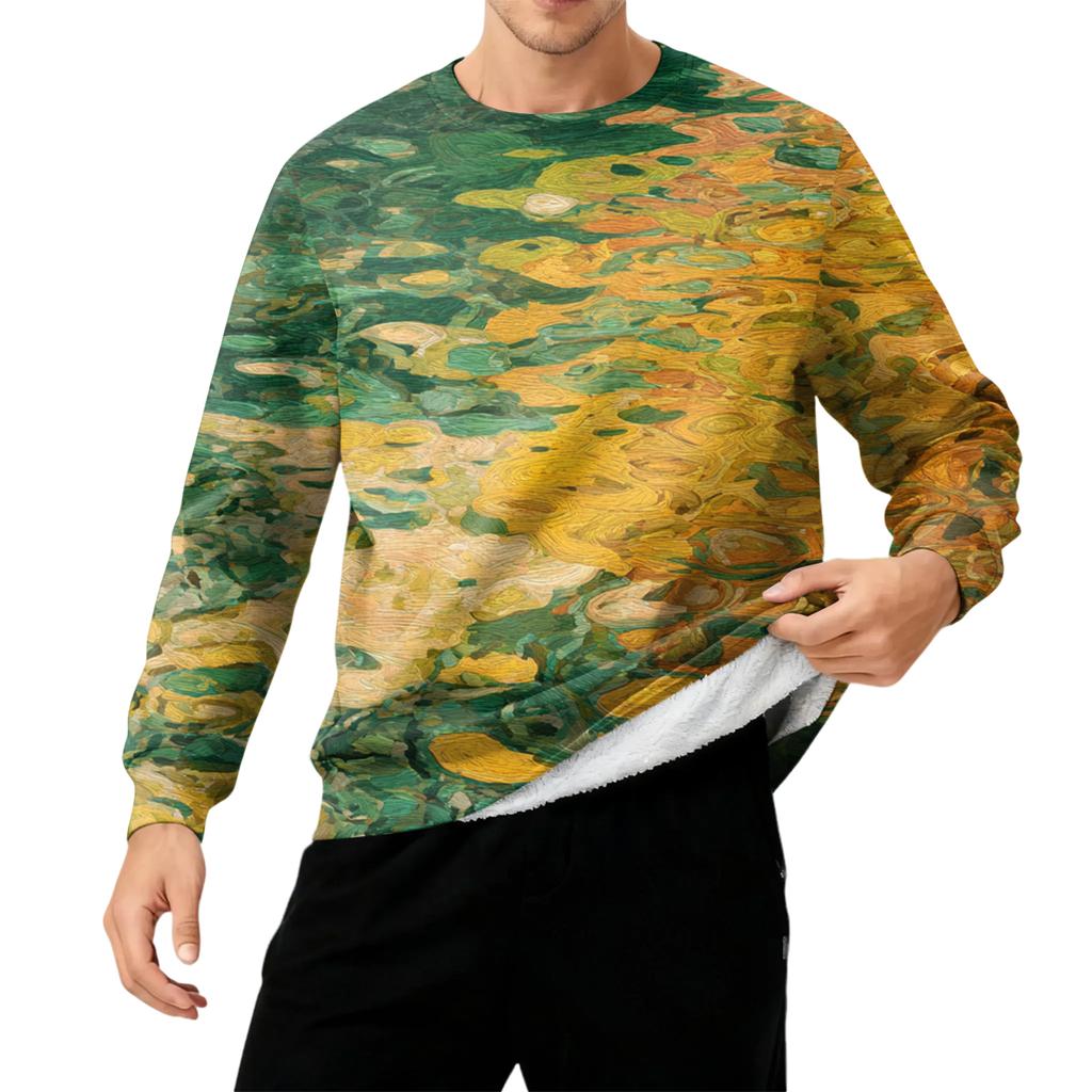 Men's Round Neck Fleece-Lined Thick Warm Sweatshirt